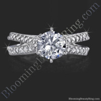 Embracing V Scarf Split Shank Engagement Ring