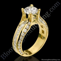 Fluid Round and Princess Channel Set Curved 4 Prong Diamond Engagement Ring