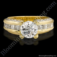 Round and Princess Channel Set Curved 4 Prong Diamond Engagement Ring - bbr393