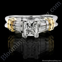 Streamlined Band with Ribbons of Gold Engagement Ring