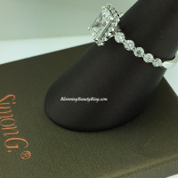 Simon G Contemporary Emerald Halo Engagement Ring