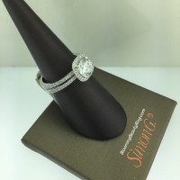 Simon G Contemporary Square Halo Wedding Set