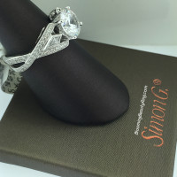 Simon G Double Band Kite Diamond Crossover Wedding Ring