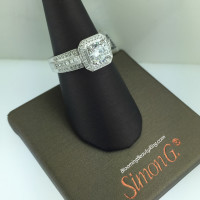 Simon G Passion Geometric Halo Engagement Ring