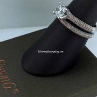Simon G Pave Bridal Set with White and Pink Diamonds