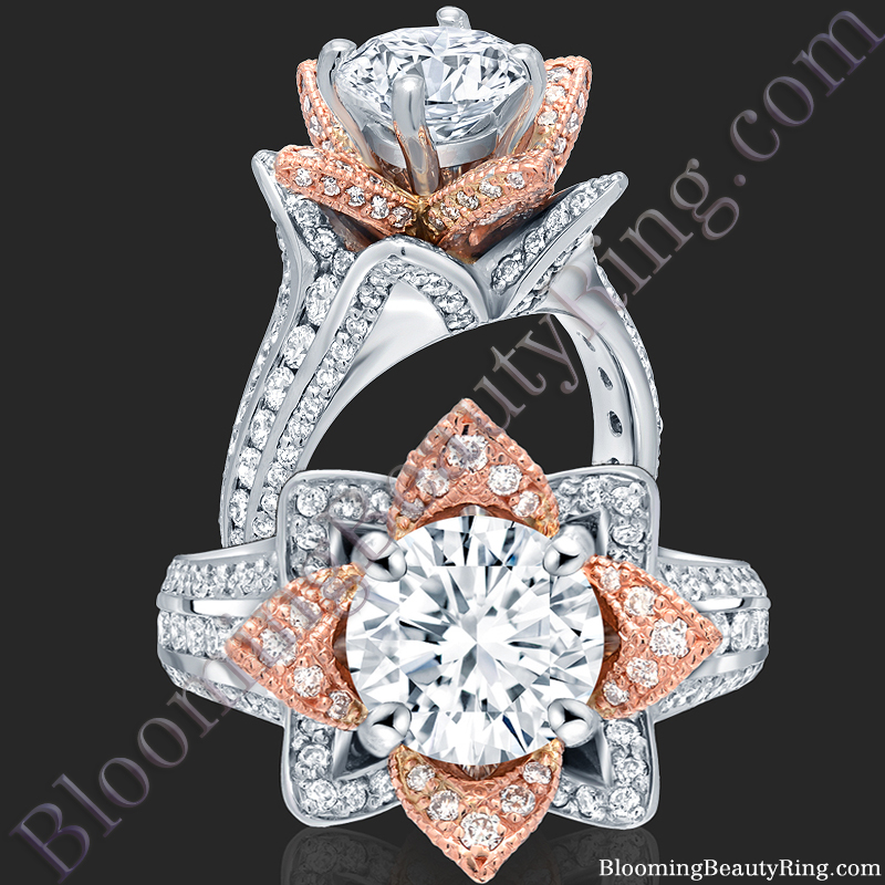 Rose Gold and White Blooming Beauty Flower Ring