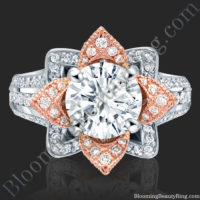 Two Toned Rose Gold and White Blooming Flower Ring