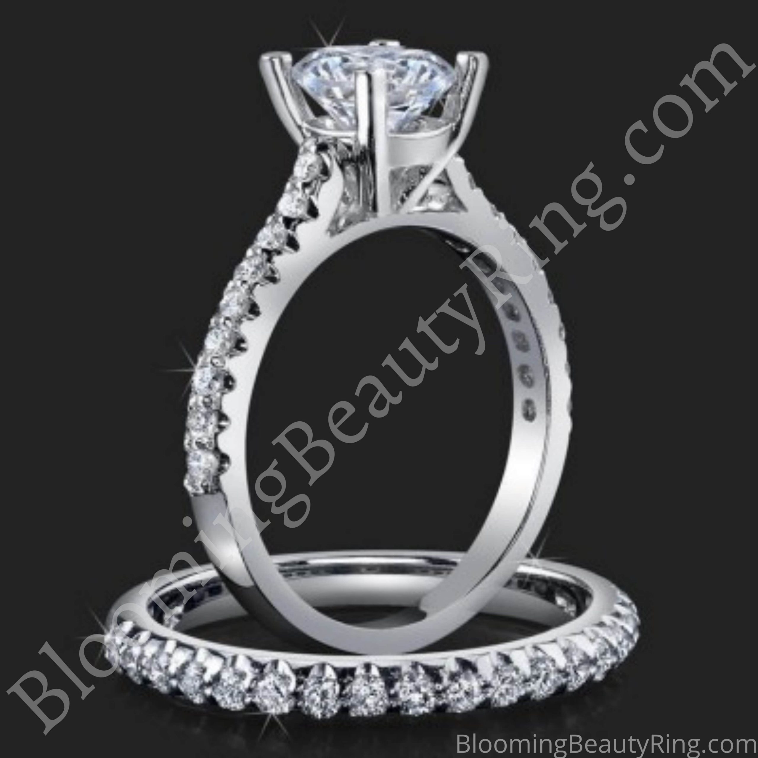 Jewelers Handmade Petite Common Prong Pave Set Brilliant Diamond Engagement Rings