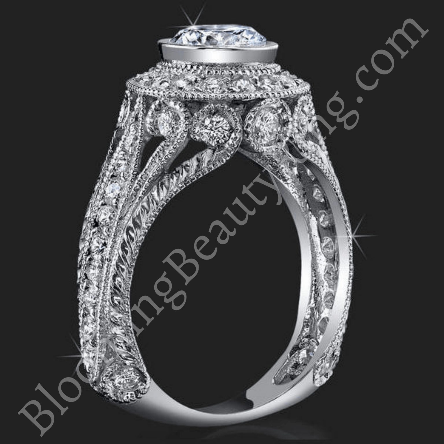 Head Turning Bezel Set Vintage Queen with Stylish Antique Qualities and Unsurpassed Beauty