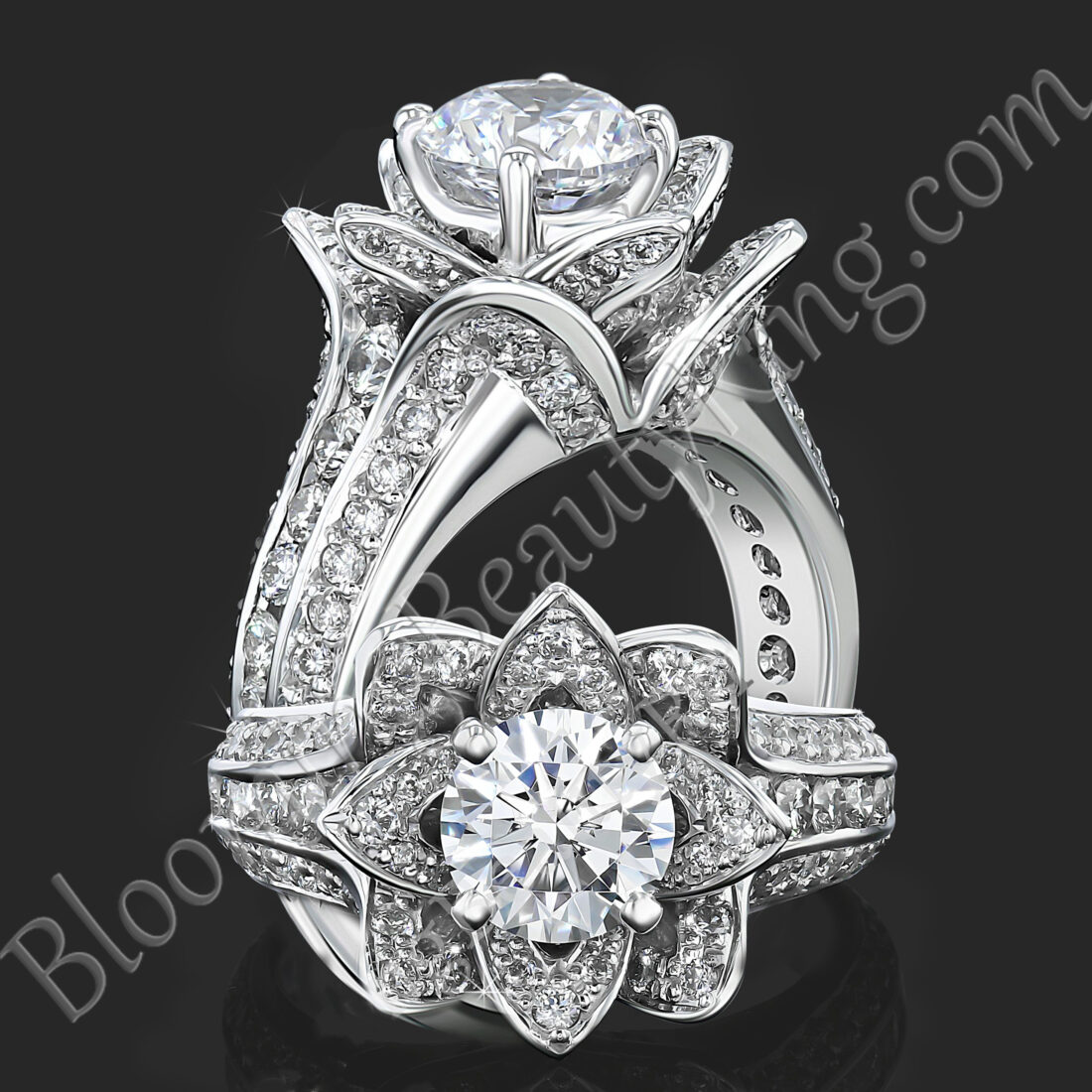 1.38 ctw. Original Small Blooming Beauty Flower Ring – bbr434m