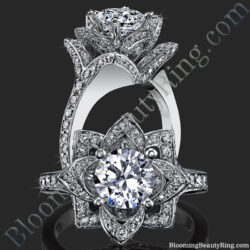 The Large Crimson Rose Flower Diamond Engagement Ring – bbr607