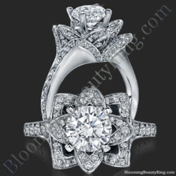 The Small Crimson Rose Flower Diamond Engagement Ring – bbr607-1