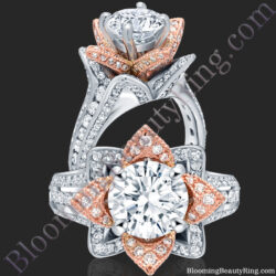 Two Toned Rose Gold and White Blooming Beauty Flower Ring – bbr434ttr