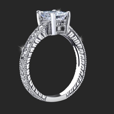 .20 ctw. Detailed Engraved Diamond Engagement Ring - bbr4311