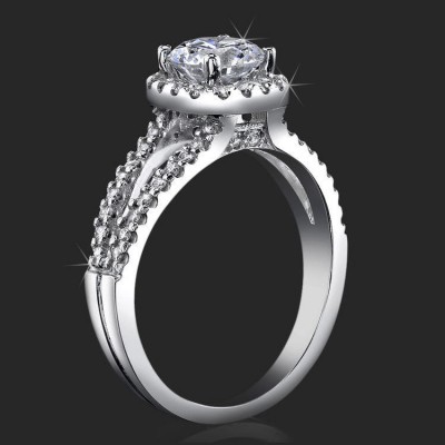 .50 ctw. Channel Stepped Halo Split Shank Engagement Ring