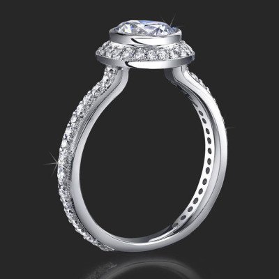 56-ctw-halo-bezel-diamond-engagement-ring-bbr760 .56 ctw. Halo Bezel Millegrain Diamond Engagement Ring