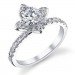 .75 ctw. Petite Pave Set Diamond Flower Engagement Ring Angled View