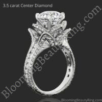 1.78 ctw. Large Hand Engraved Blooming Beauty Ring – bbr434en 3.5 carat center diamond - Blooming Beauty Ring