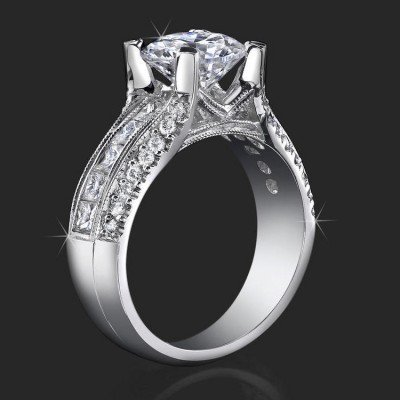 100-ctw-princess-channel-and-pave-set-diamond-engagement-ring-bbr161 1.00 ctw. Princess Channel and Round Pave Set Diamond Engagement Ring - bbr161