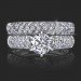 1.08 ctw. 3 Column Micro Pave 6 Prong Diamond Engagement Ring Set - Combined
