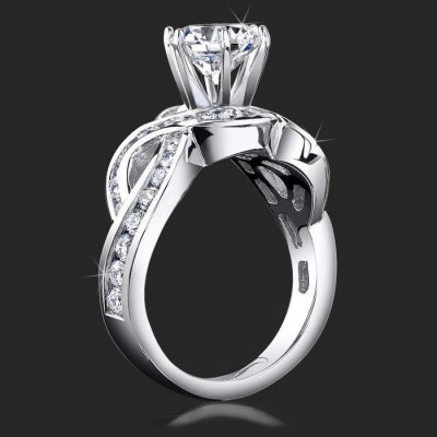 1.20 ctw. 4 Curved Channel Set Diamond Engagement Ring - bbr452