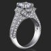 1.83 ctw. 4 Prong Princess and Round Millegrain Engagement Ring Setting