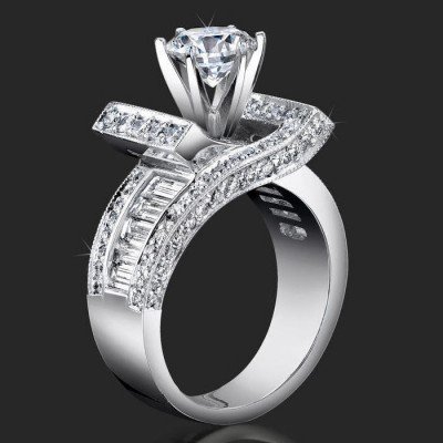 185-ctw-double-seven-round-and-baguette-engagement-ring-bbr4549 1.85 ctw. Double Seven Round and Baguette Engagement Ring - bbr4549