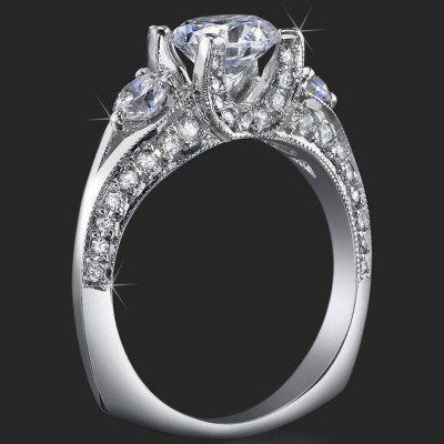 .80 ctw. Channel Set w/ Fancy U Shaped Diamond Prong Engagement Ring - bbr368