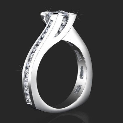.90 ctw. Channel Set Flush Style 4 Prong Diamond Engagement Ring - bbr432