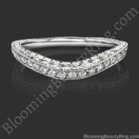 The hand engraved curved matching wedding band lined with pave diamonds - bbr434en-b