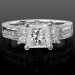 Princess Channel Set Beaded Milgrain Hand Carved Diamond Engagement Ring Laying Down