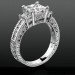 Princess Channel Set Beaded Milgrain Hand Carved Diamond Engagement Ring