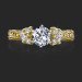 6 Prong Multi Shaped Graduated Diamond Pave Engagement Ring Laying Down