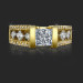 Tension Set Open Band with a Large Channel Set Diamond Bridge Engagement Ring Laying Down