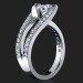3 Prong Tension Set Split Shank Pave Diamond Engagement Ring