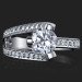 3 Sided Tension Set Split Shank Pave Diamond Engagement Ring Laying Down Close Up