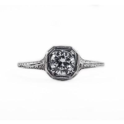 013bbr | Antique Filigree Ring | for a .42ct. to .52ct. round stone | Wheel-like Pattern