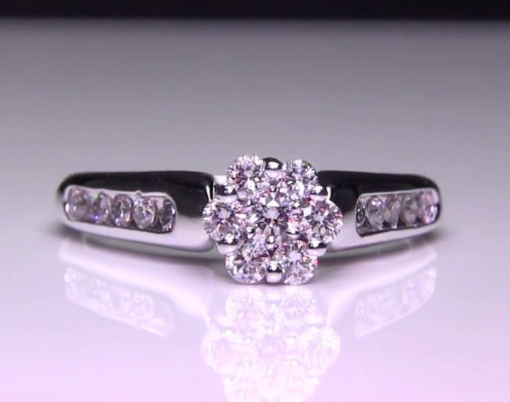 .50 ct. Invisibly Set Diamond Cluster Engagement Ring