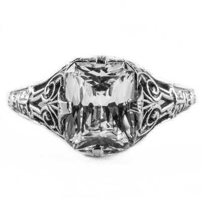 e028bbr | Antique Filigree Ring | for a 2.45ct. to 2.55ct. emerald stone | Floral Band