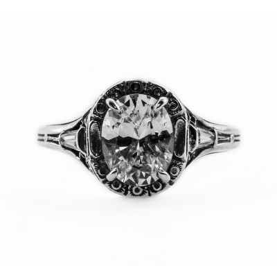 ov033bbr | Antique Filigree Ring | for a 1.8ct. to 1.9ct. oval stone | Romantic Setting