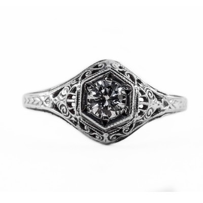 Vintage Antique Designed Filigree Ring with Scrolls - BBR128