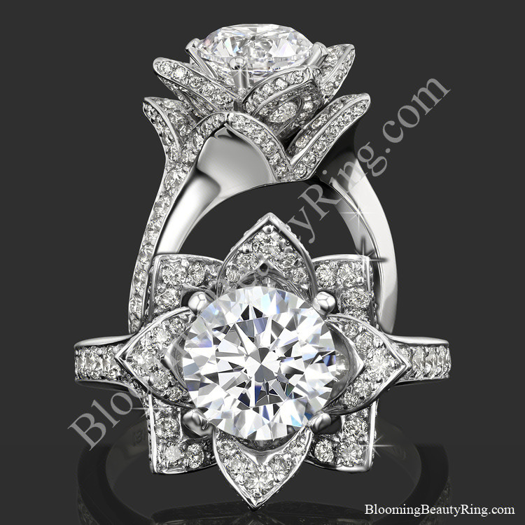 The Crimson Rose 1.58 ctw. Rose Cut Flower Diamond Engagement Ring – bbr607