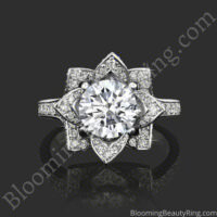 The Crimson Rose 1.58 ctw. Rose Cut Flower Diamond Engagement Ring Laying Down