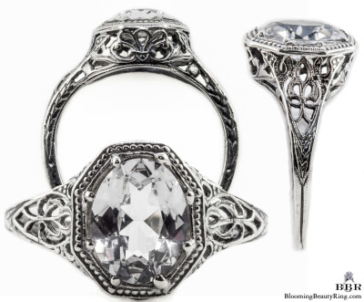 ov045bbr | Antique Filigree Ring | for a 2.45ct. to 2.55ct. oval stone | Enchanting