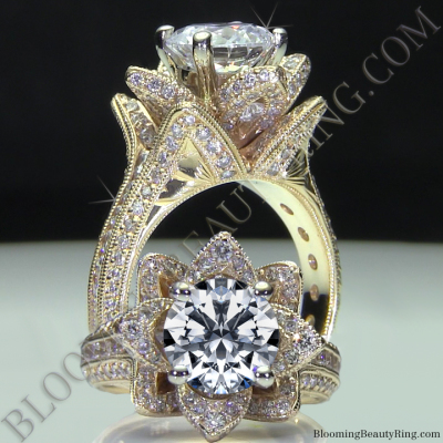 SALE! 14K Yellow Gold Engraved Blooming Beauty Flower Ring