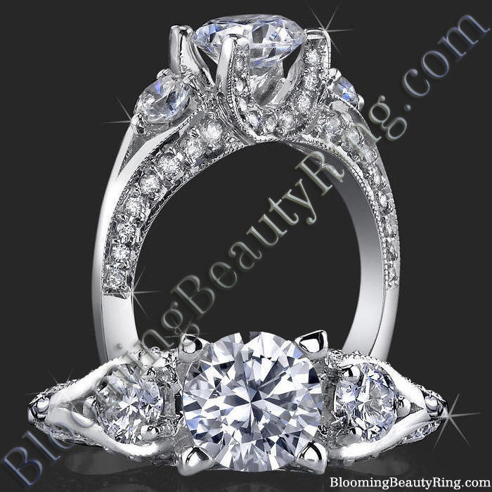 .80 ctw. Channel Set w/ Fancy U Shaped Diamond Prong Engagement Ring - bbr368