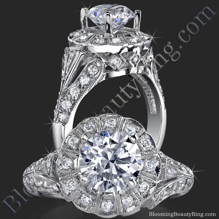 .60 ctw. Diamond Halo Diamond Channel Set Engagement Ring
