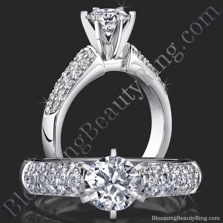 .50 ctw. Micro Pave 6 Prong Diamond Engagement Ring
