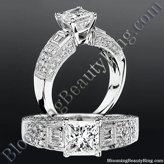 Pave Wide Diamond Band with Intricate Milgrain Edging and Design bbrnw6003