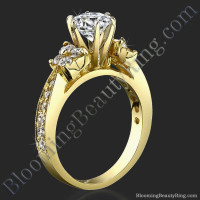 Petite Graduated 4 Diamond Cluster Tapered 6 Prong Engagement Ring Setting